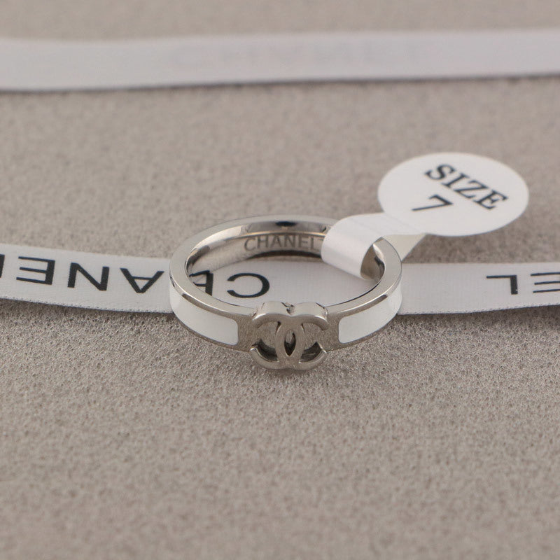 CHR14  Titanium steel double C letter narrow couple ring  Jewelry